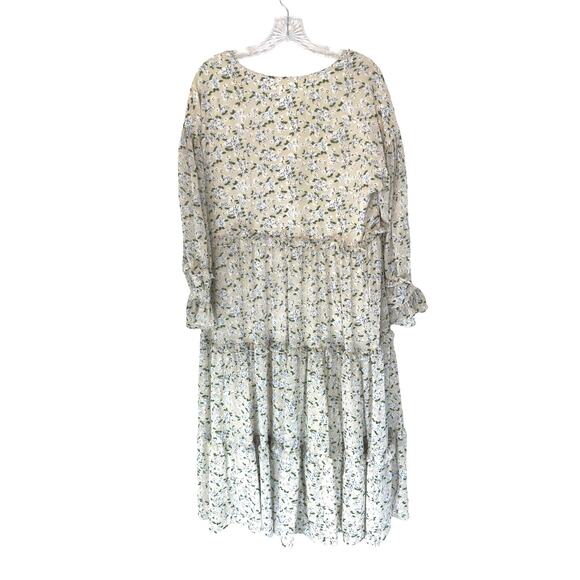 Ghospell Vintage Ditsy Floral Ruffle Tiered Oversized Midi‎ Smock Dress Large - Picture 8 of 13